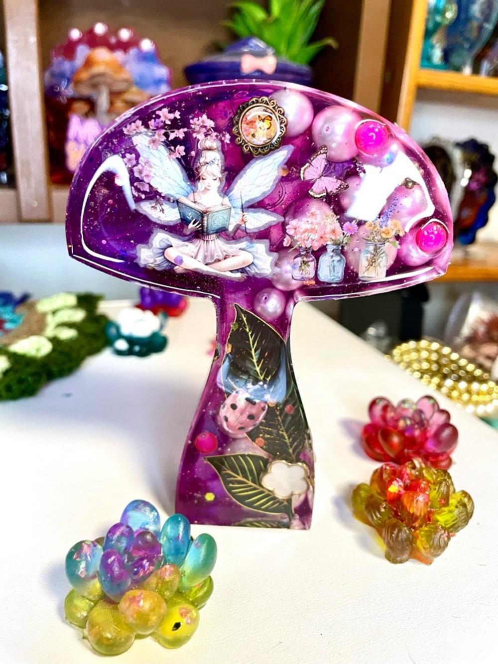 Handmade Mystical Fairy Art Sculpture Mushroom